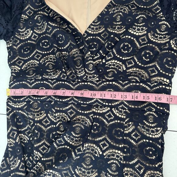 Eliza J Lace 3/4 Sleeve Fit & Flare Dress Navy/Tan Size 14-16 READ - Picture 10 of 11